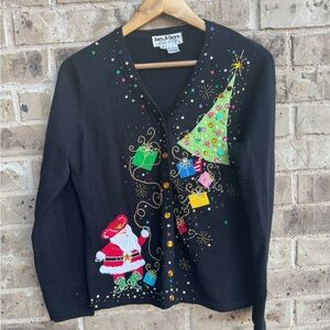 Jack B Quick Festive Black Christmas Women’s Cardigan Size small